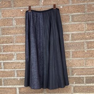 Luxury Denim two toned Pleated Maxi Skirt, XS